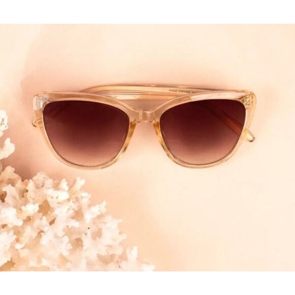 RACHEL ZOE Nina CatEye Classic Sunglasses Nude Crystal Brown Slightly Oversized main image 4